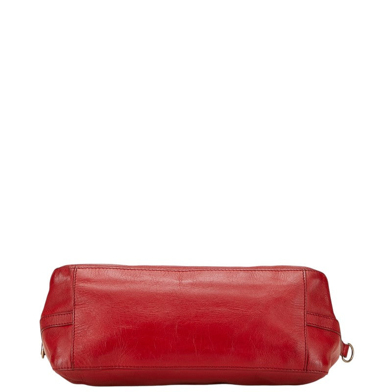 フェンディ ロゴ ショルダーバッグ ハンドバッグ 2WAY レッド レザー レディース FENDI 【中古】