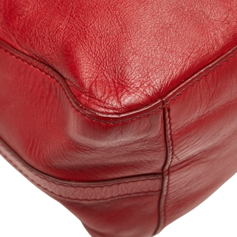 フェンディ ロゴ ショルダーバッグ ハンドバッグ 2WAY レッド レザー レディース FENDI 【中古】