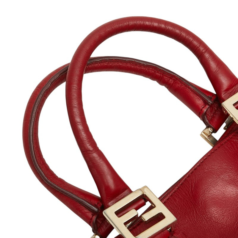 フェンディ ロゴ ショルダーバッグ ハンドバッグ 2WAY レッド レザー レディース FENDI 【中古】