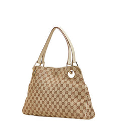 グッチ GGキャンバス ハンドバッグ トートバッグ 121023 ベージュ ホワイト キャンバス レザー レディース GUCCI 【中古】