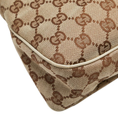 グッチ GGキャンバス ハンドバッグ トートバッグ 121023 ベージュ ホワイト キャンバス レザー レディース GUCCI 【中古】