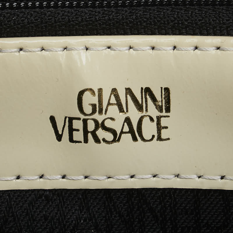 ヴェルサーチェ サンバースト ハンドバッグ バニティバッグ ホワイト レザー レディース VERSACE 【中古】