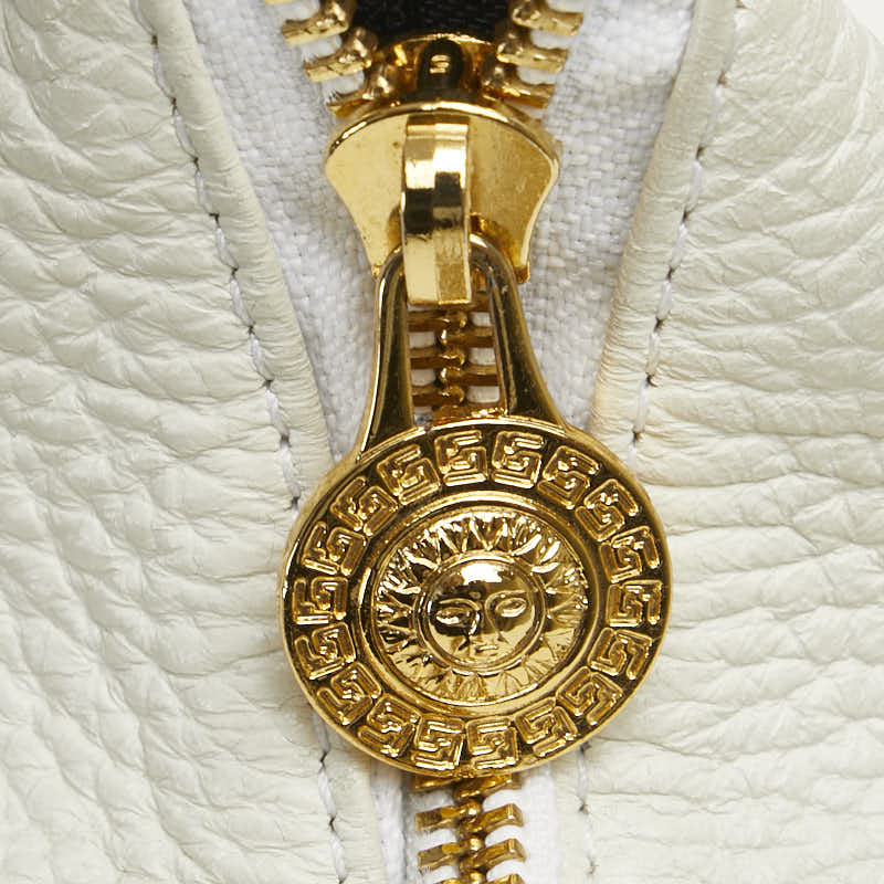 ヴェルサーチェ サンバースト ハンドバッグ バニティバッグ ホワイト レザー レディース VERSACE 【中古】