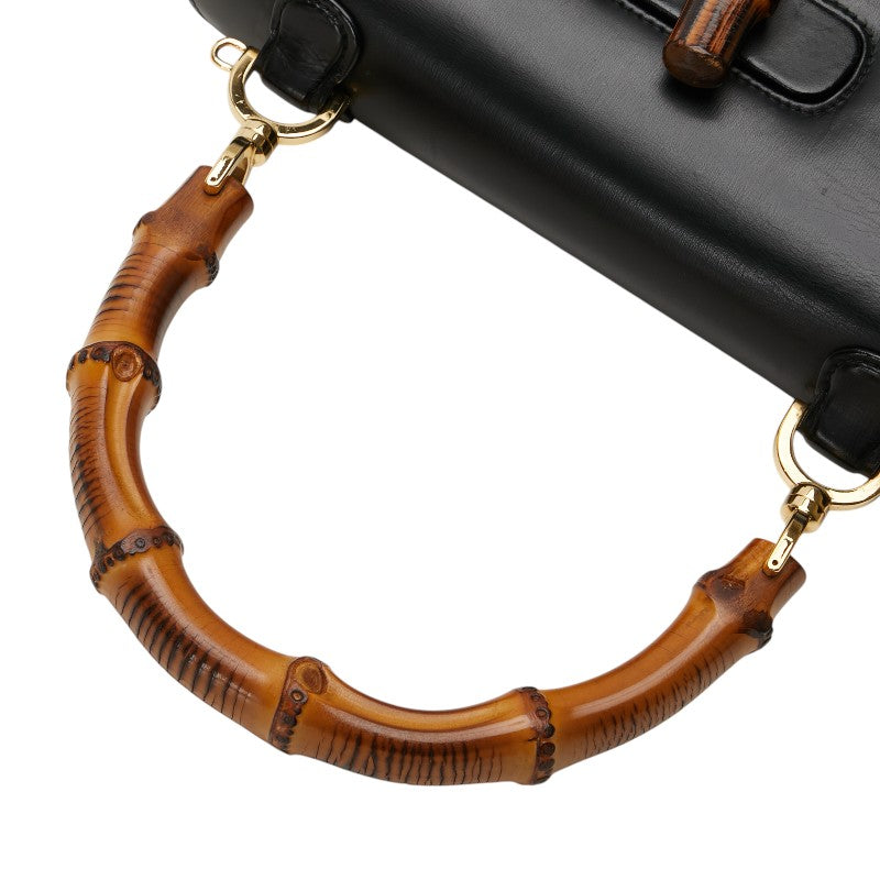 グッチ バンブー ハンドバッグ ショルダーバッグ 2WAY 000 1951 ブラック ブラウン レザー レディース GUCCI 【中古】
