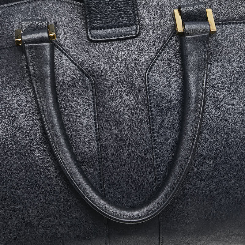 サンローラン Yライン カバスシック ハンドバッグ ショルダーバッグ 2WAY ネイビー レザー レディース SAINT LAURENT 【中古】