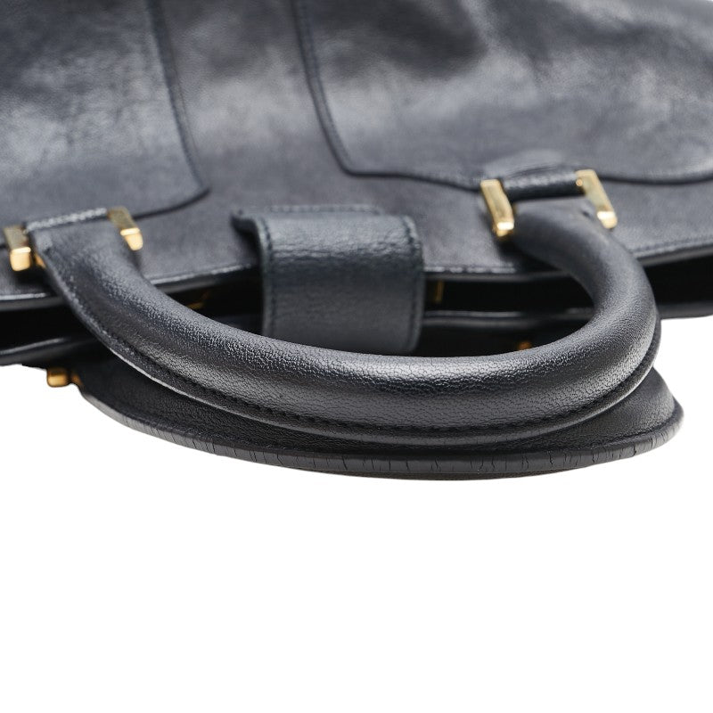サンローラン Yライン カバスシック ハンドバッグ ショルダーバッグ 2WAY ネイビー レザー レディース SAINT LAURENT 【中古】