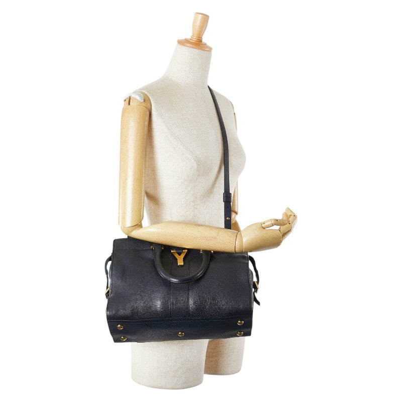 サンローラン Yライン カバスシック ハンドバッグ ショルダーバッグ 2WAY ネイビー レザー レディース SAINT LAURENT 【中古】