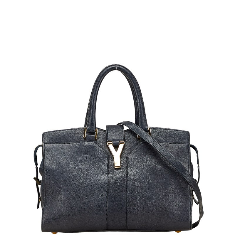 サンローラン Yライン カバスシック ハンドバッグ ショルダーバッグ 2WAY ネイビー レザー レディース SAINT LAURENT 【中古】