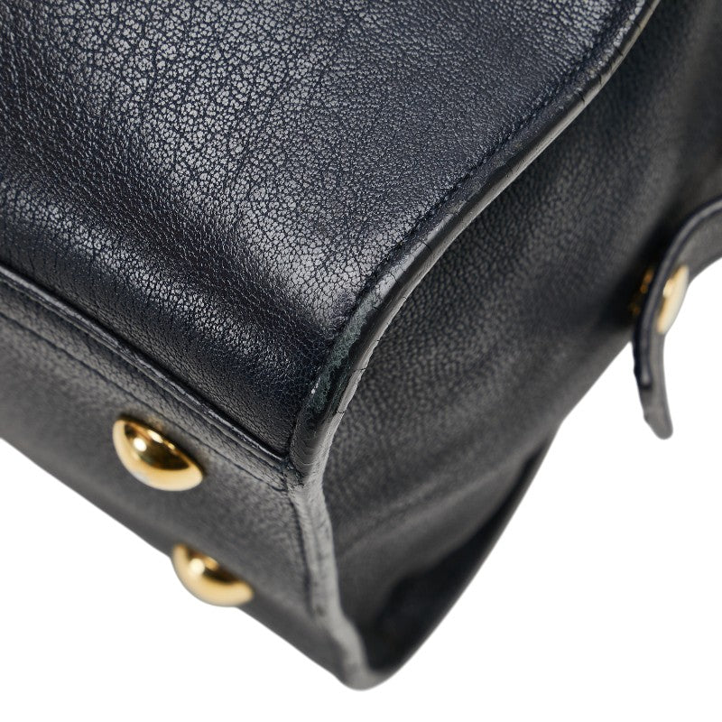 サンローラン Yライン カバスシック ハンドバッグ ショルダーバッグ 2WAY ネイビー レザー レディース SAINT LAURENT 【中古】