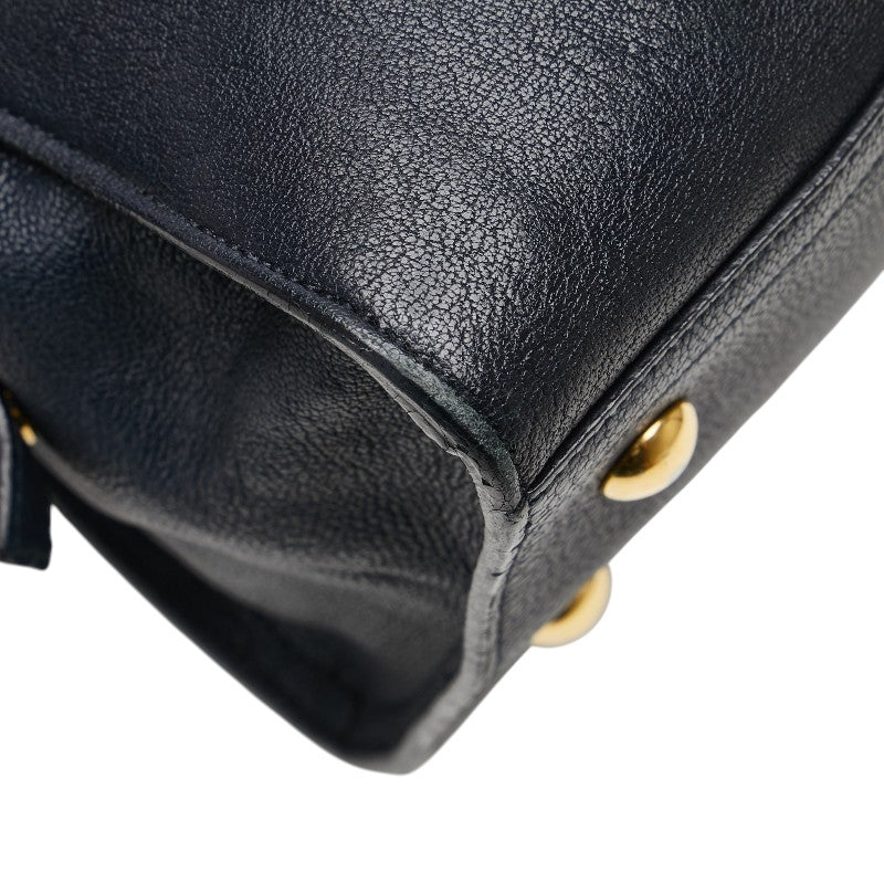 サンローラン Yライン カバスシック ハンドバッグ ショルダーバッグ 2WAY ネイビー レザー レディース SAINT LAURENT 【中古】