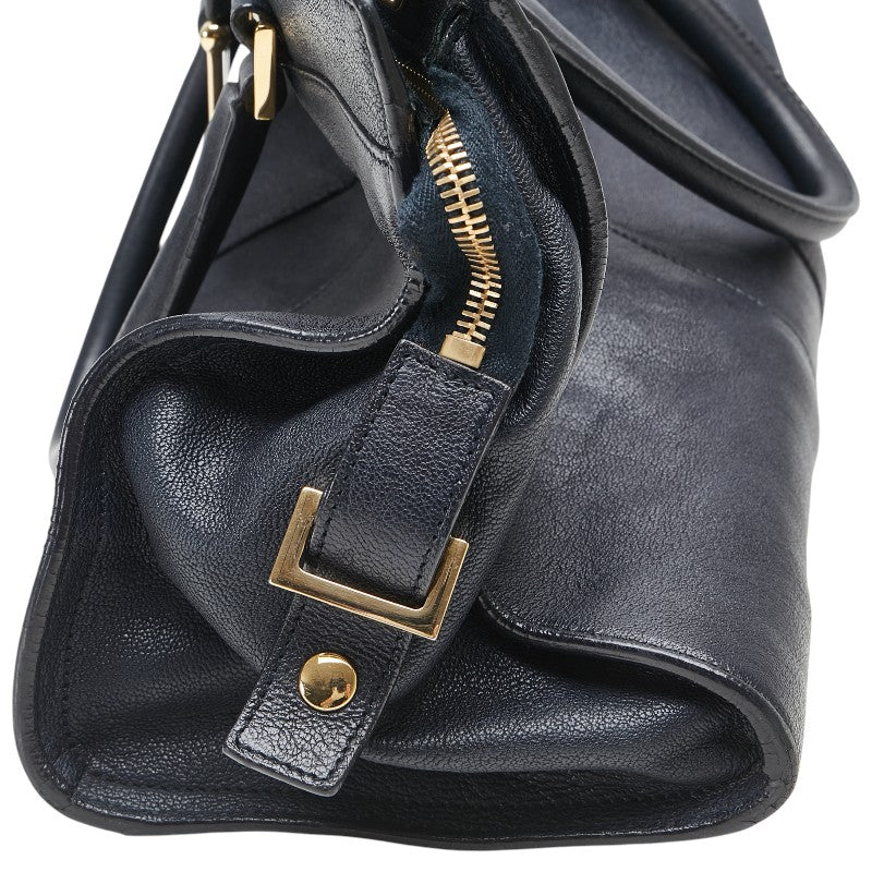 サンローラン Yライン カバスシック ハンドバッグ ショルダーバッグ 2WAY ネイビー レザー レディース SAINT LAURENT 【中古】