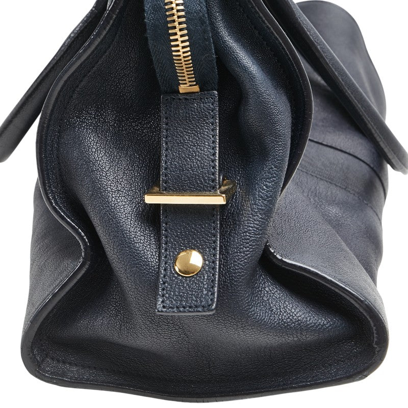サンローラン Yライン カバスシック ハンドバッグ ショルダーバッグ 2WAY ネイビー レザー レディース SAINT LAURENT 【中古】