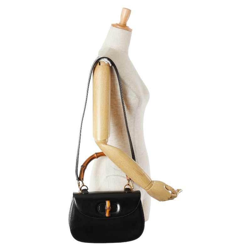 グッチ バンブー ハンドバッグ ショルダーバッグ 2WAY 000 1364 ブラック ブラウン レザー レディース GUCCI 【中古】