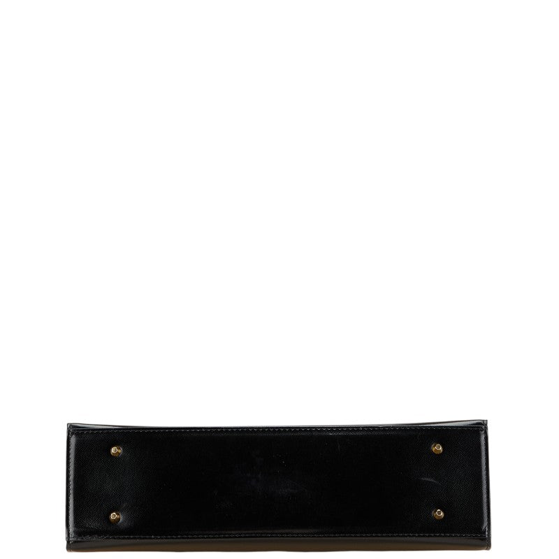サンローラン ロゴプレート ハンドバッグ ブラック レザー レディース SAINT LAURENT 【中古】
