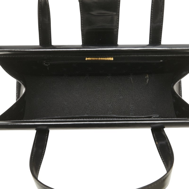 サンローラン ロゴプレート ハンドバッグ ブラック レザー レディース SAINT LAURENT 【中古】