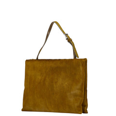 プラダ 三角ロゴプレート CAVALLINO ハンドバッグ B6278 カーキグリーン ハラコ レザー レディース PRADA 【中古】