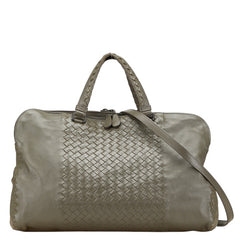 ボッテガヴェネタ イントレチャート ショルダーバッグ ハンドバッグ 2WAY グレー レザー レディース BOTTEGAVENETA 【中古】