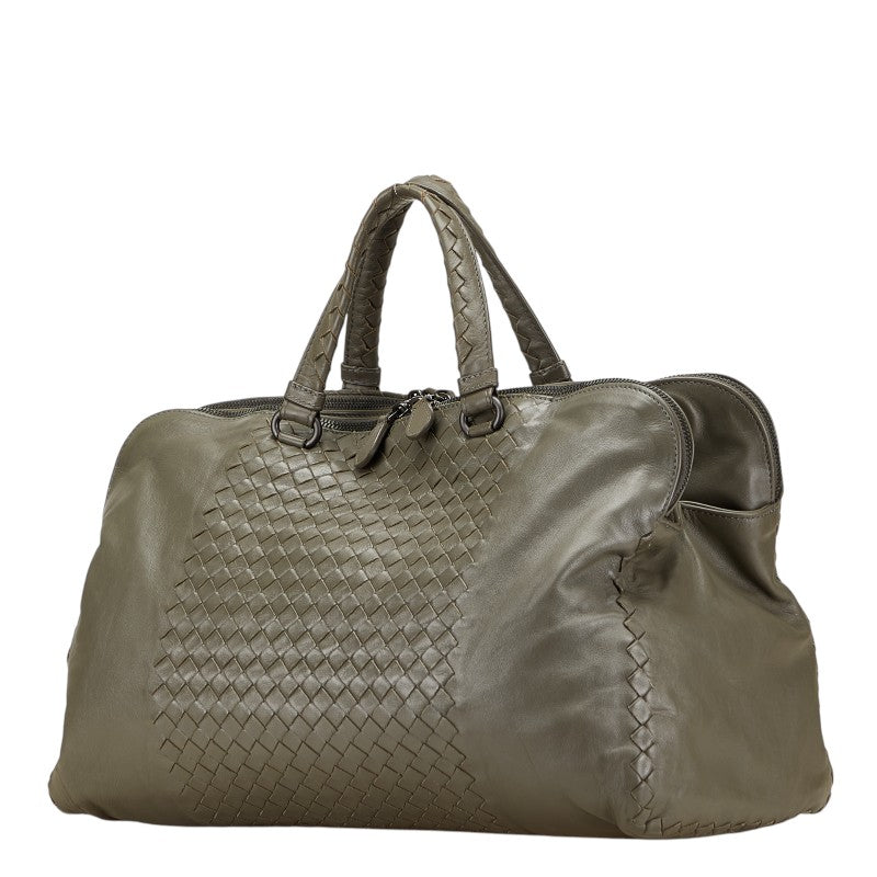 ボッテガヴェネタ イントレチャート ショルダーバッグ ハンドバッグ 2WAY グレー レザー レディース BOTTEGAVENETA 【中古】