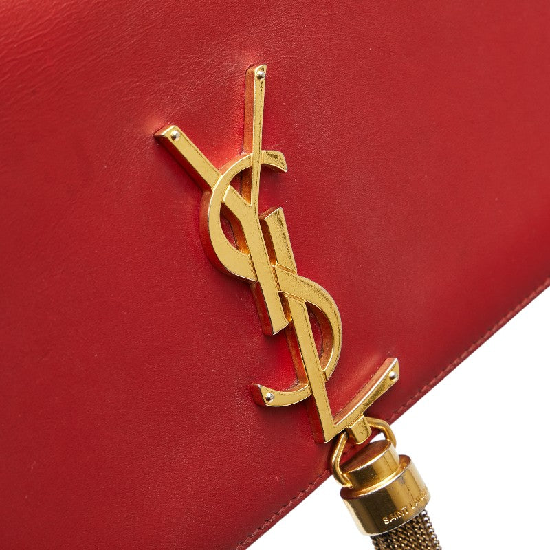 サンローラン ケイト ミディアム タッセル チェーン ショルダーバッグ 354119 レッド レザー レディース SAINT LAURENT 【中古】