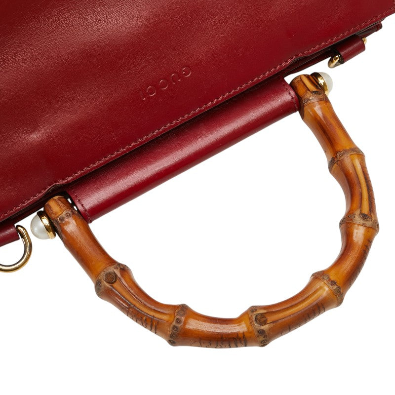 グッチ バンブー ニムフェア ハンドバッグ ショルダーバッグ 2WAY 459076 レッド レザー レディース GUCCI 【中古】
