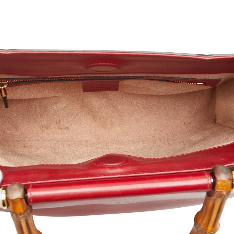 グッチ バンブー ニムフェア ハンドバッグ ショルダーバッグ 2WAY 459076 レッド レザー レディース GUCCI 【中古】