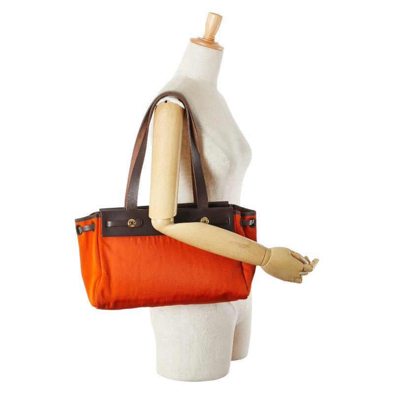エルメス エールバッグ カバスPM トートバッグ オレンジ ブラウン トワルオフィシエ レザー レディース HERMES 【中古】