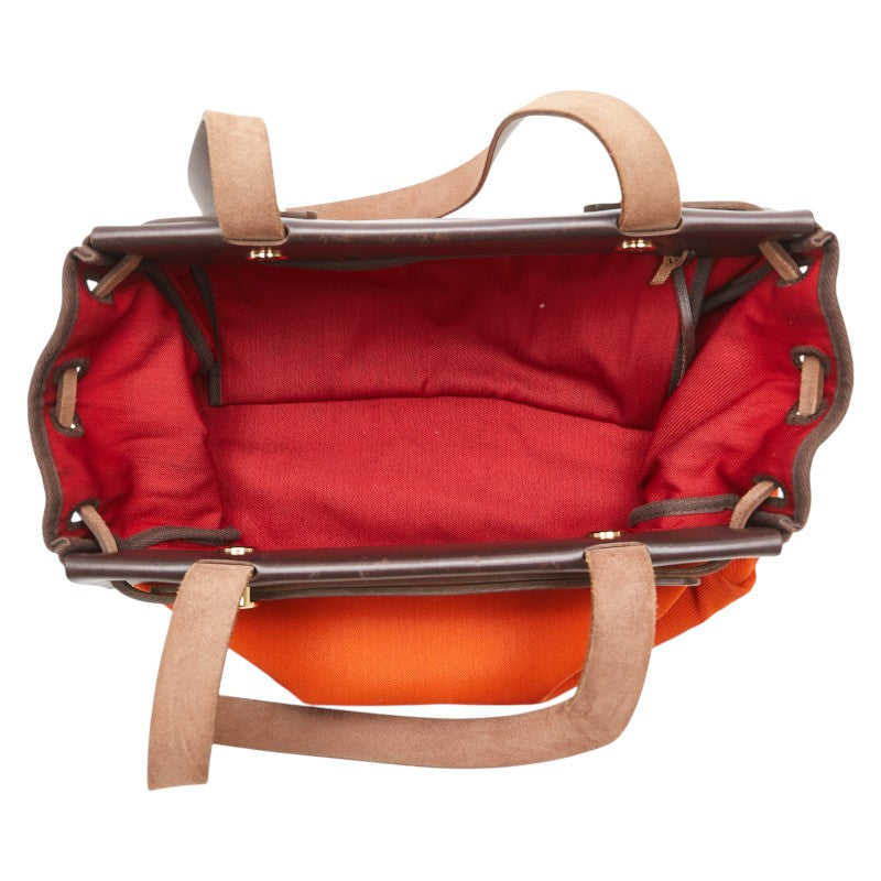 エルメス エールバッグ カバスPM トートバッグ オレンジ ブラウン トワルオフィシエ レザー レディース HERMES 【中古】