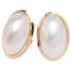 K18YG イエローゴールド マベパール約11.5×18.5mm ピアス レディース 【中古】