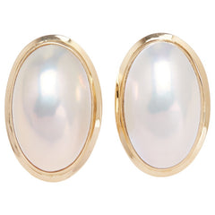 K18YG イエローゴールド マベパール約11.5×18.5mm ピアス レディース 【中古】