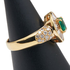 K18YG イエローゴールド エメラルド0.55ct ダイヤ1.25ct リング 指輪 レディース 13号 【中古】