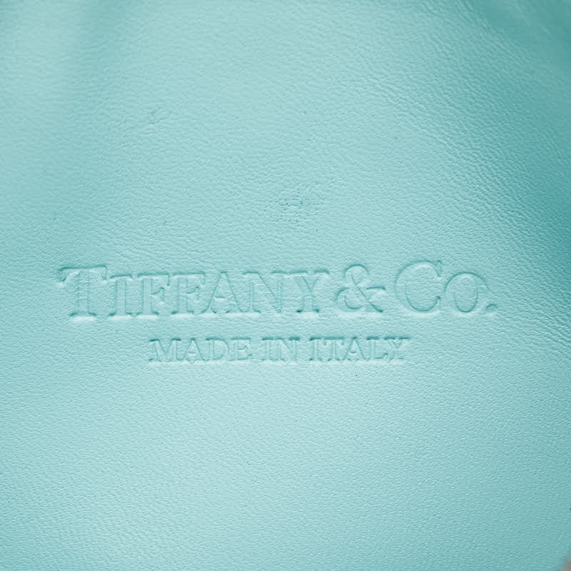 ティファニー ロゴプレート ポーチ ゴールド レザー レディース TIFFANY&Co. 【中古】