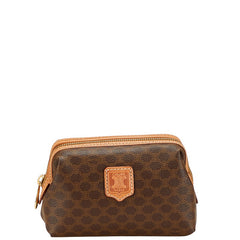 セリーヌ マカダム ポーチ ブラウン PVC レザー レディース CELINE 【中古】