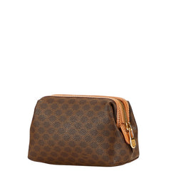 セリーヌ マカダム ポーチ ブラウン PVC レザー レディース CELINE 【中古】