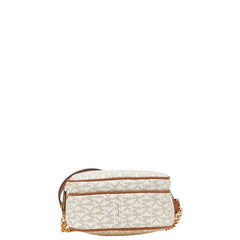 マイケルコース ジェット セット トラベル ミディアム ノースサウス チェーン ショルダーバッグ 35F1GTVC2B バニラ ブラウン PVC レザー レディース Michael Kors 【中古】