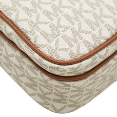 マイケルコース ジェット セット トラベル ミディアム ノースサウス チェーン ショルダーバッグ 35F1GTVC2B バニラ ブラウン PVC レザー レディース Michael Kors 【中古】