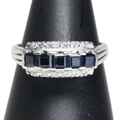 Pt900 プラチナ サファイア1.02ct ダイヤ0.08ct リング 指輪 レディース 14.5号 【中古】