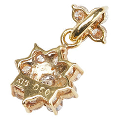 K18YG イエローゴールド ダイヤ0.50ct 花 フラワー モチーフ ペンダントトップ レディース 【中古】