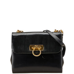 サルヴァトーレフェラガモ ガンチーニ ショルダーバッグ ブラック レザー レディース Salvatore Ferragamo 【中古】