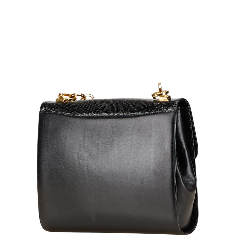 サルヴァトーレフェラガモ ガンチーニ ショルダーバッグ ブラック レザー レディース Salvatore Ferragamo 【中古】