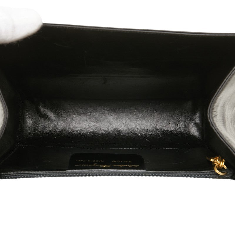 サルヴァトーレフェラガモ ガンチーニ ショルダーバッグ ブラック レザー レディース Salvatore Ferragamo 【中古】