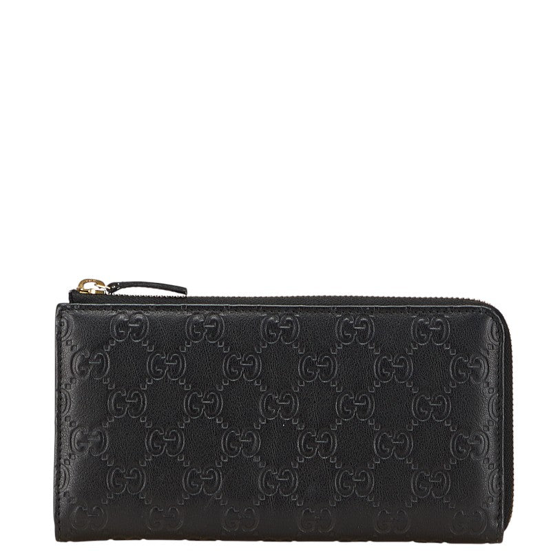 グッチ グッチシマ 長財布 L字ファスナー 332747 ブラック レザー レディース GUCCI 【中古】