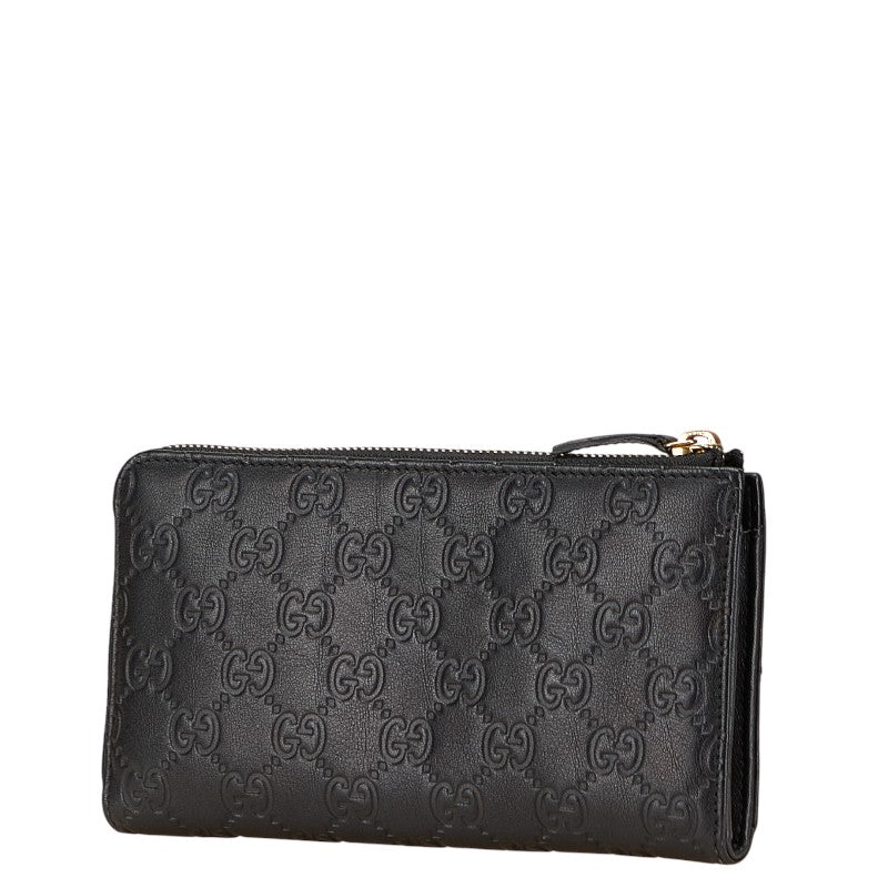 グッチ グッチシマ 長財布 L字ファスナー 332747 ブラック レザー レディース GUCCI 【中古】