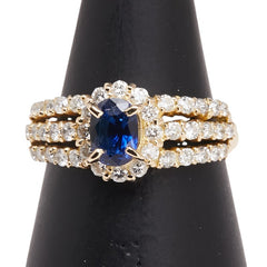 K18YG イエローゴールド サファイア0.70ct ダイヤ0.92ct リング 指輪 レディース 10.5号 【中古】