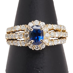 K18YG イエローゴールド サファイア0.70ct ダイヤ0.92ct リング 指輪 レディース 10.5号 【中古】