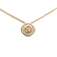 ディオール CDロゴ ラインストーン ネックレス ゴールド メッキ レディース Dior 【中古】