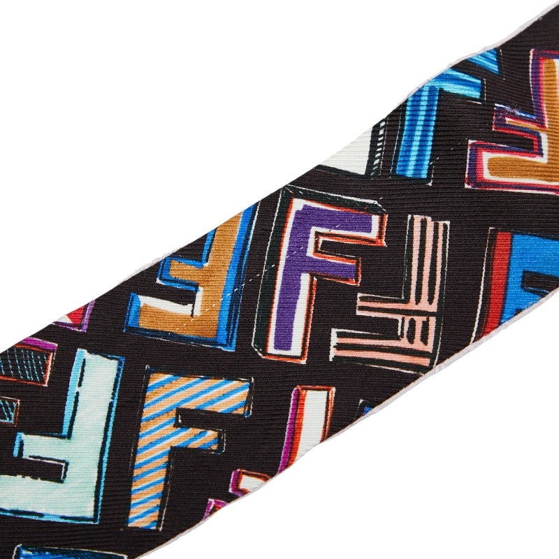 フェンディ ラッピー FF柄 スカーフ ブラック マルチカラー シルク レディース FENDI 【中古】