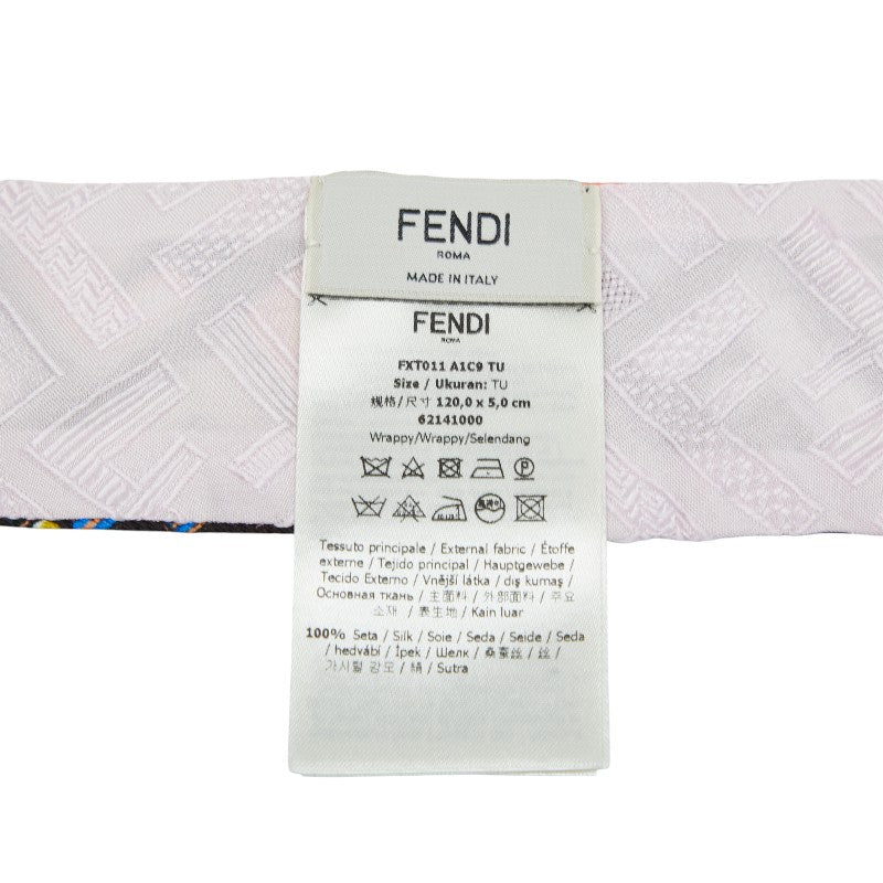 フェンディ ラッピー FF柄 スカーフ ブラック マルチカラー シルク レディース FENDI 【中古】