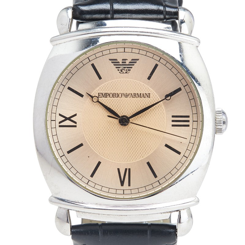 アルマーニ 腕時計 AR-0264 クオーツ ブラウン文字盤 ステンレススチール メッキ メンズ ARMANI 【中古】