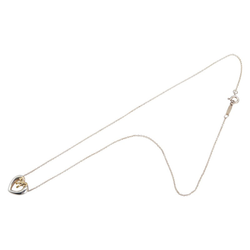 ティファニー ハート リボン モチーフ ネックレス シルバー ゴールド SV925 シルバー K18 ゴールド コンビ レディース TIFFANY&Co. 【中古】