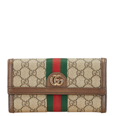 グッチ GGスプリーム オフィディア 長財布 523153 ベージュ ブラウン PVC レザー レディース GUCCI 【中古】